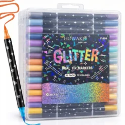 36st Dubbelsidiga Glitter Målarpennor 72 Färger Akryl