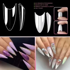 Stiletto Nageltippar 500 st – Transparenta Tippar för Nagelförlängning