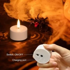 12 st laddningsbara LED-värmeljus med fjärrkontroll och timer – fladdrande värme ljus för Halloween, jul och festdekorationer