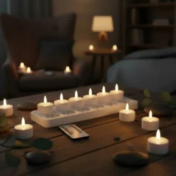 12 st laddningsbara LED-värmeljus med fjärrkontroll och timer – fladdrande värme ljus för Halloween, jul och festdekorationer
