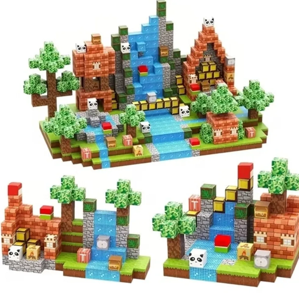 300 st Magnetiska Byggklossar - Leksakspresent för Barn -lek som Minecraft eller Roblox Magnetiska byggklossar för barn - DIY monteringsleksak för kreativ lek och presenter