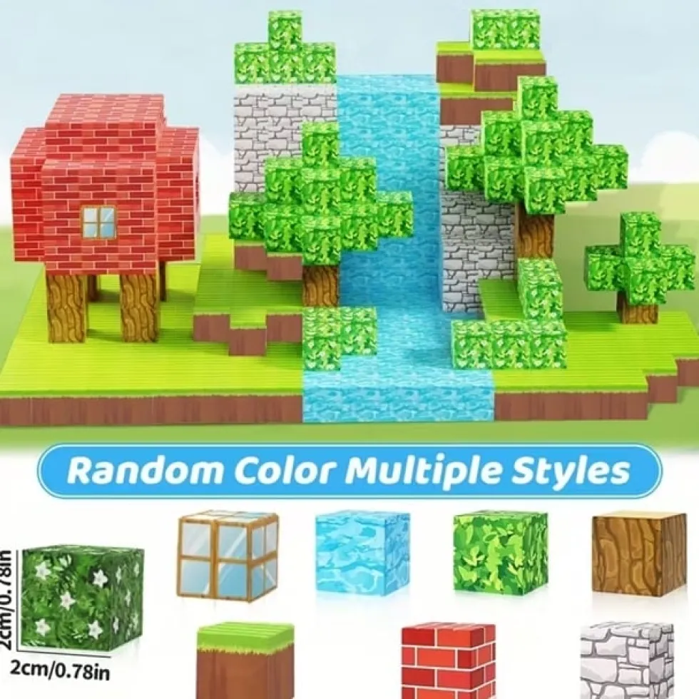 100st Magnetiska Byggklossar - Leksakspresent för Barn -lek som Minecraft eller Roblox Magnetiska byggklossar för barn - DIY monteringsleksak för kreativ lek och presenter