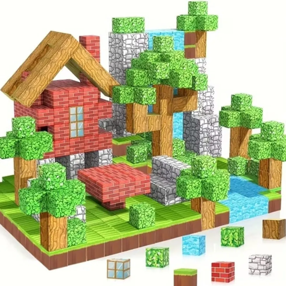 100st Magnetiska Byggklossar - Leksakspresent för Barn -lek som Minecraft eller Roblox Magnetiska byggklossar för barn - DIY monteringsleksak för kreativ lek och presenter