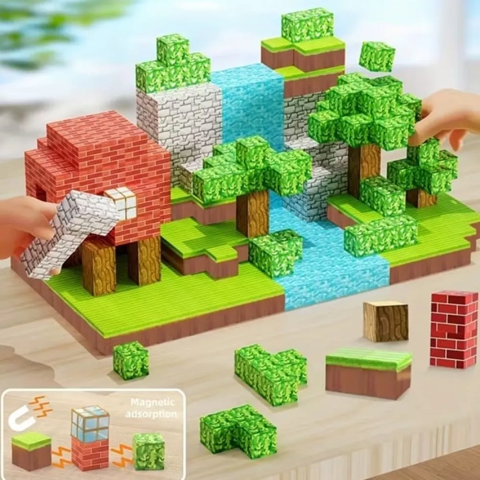 100st Magnetiska Byggklossar - Leksakspresent för Barn -lek som Minecraft eller Roblox Magnetiska byggklossar för barn - DIY monteringsleksak för kreativ lek och presenter