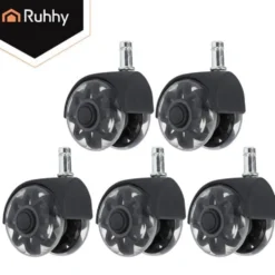 Stolshjul 5-pack svängbara tysta PU 11x22 mm spindel svart