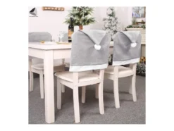 Stolsöverdrag julmössa grå 6-pack 50x68 cm med vit tofs