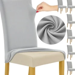 Stolsöverdrag 6-pack Grå – Stretch Elastiska Skydd 65x40x35 cm