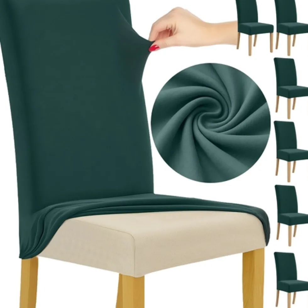 Stolsöverdrag 6-pack Mörkgrön – Stretch Elastiska Skydd 65x40x35 cm