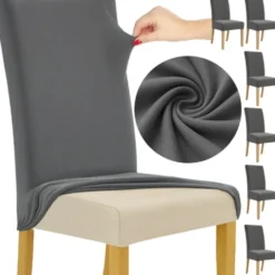 Stolsöverdrag 6-pack Mörkgrå – Stretch Elastiska Skydd 65x40x35 cm