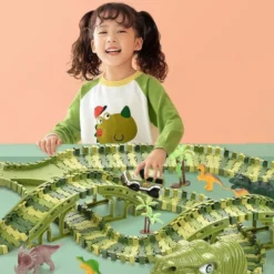 Stor bilbana med dinosaurietema för barn