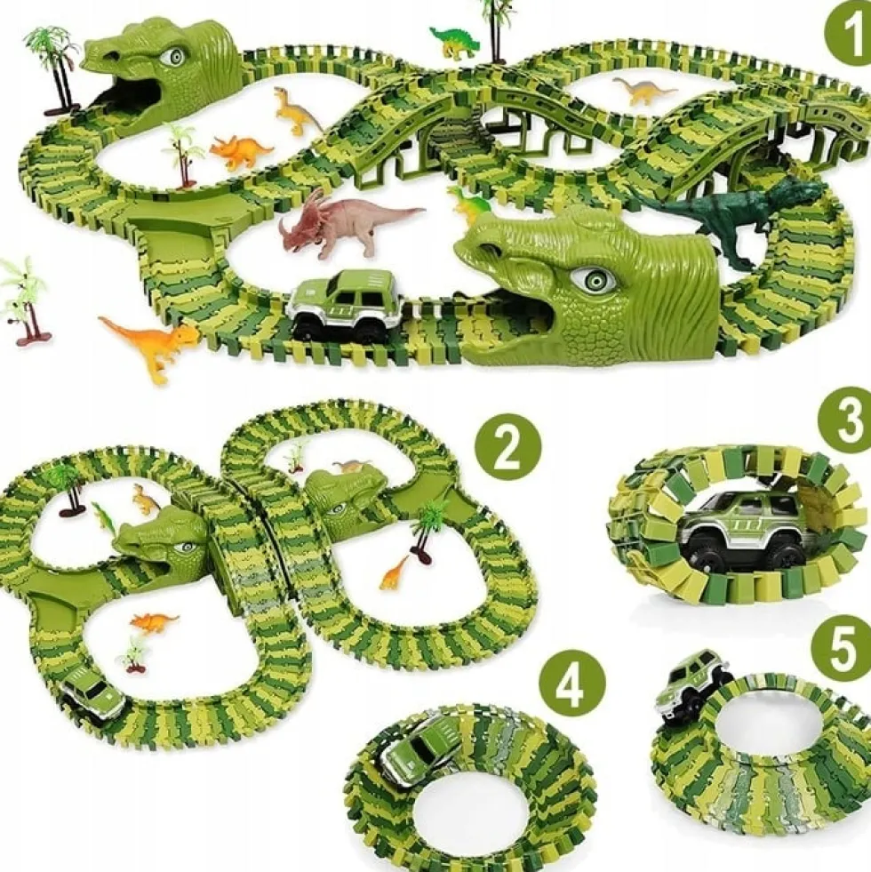 Stor bilbana med dinosaurietema för barn