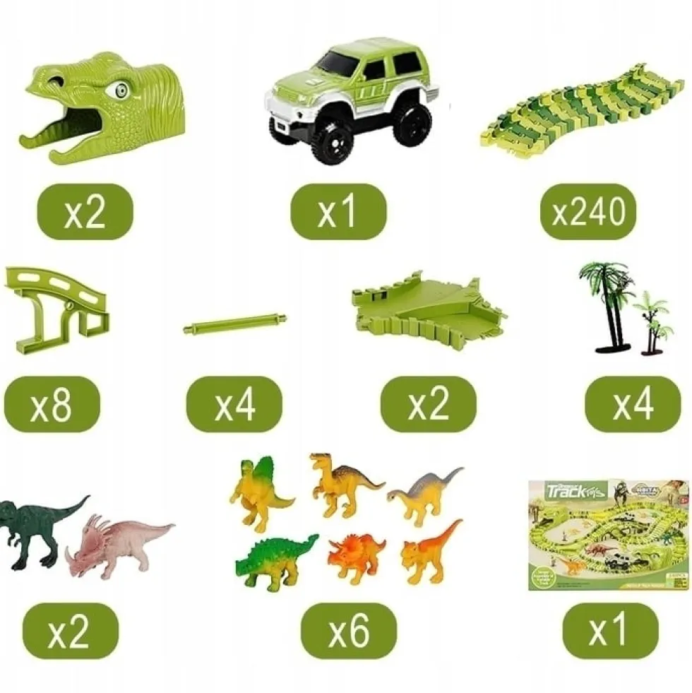 Stor bilbana med dinosaurietema för barn
