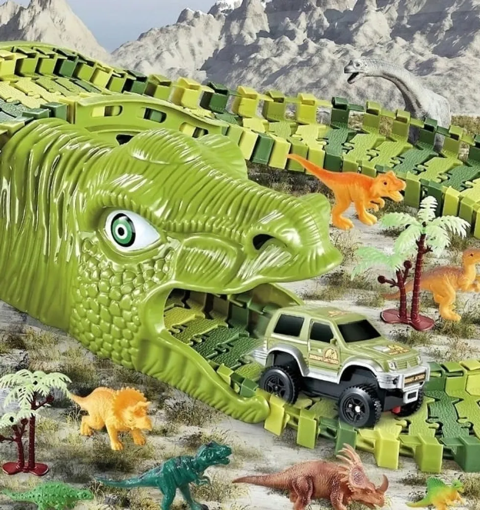 Stor bilbana med dinosaurietema för barn
