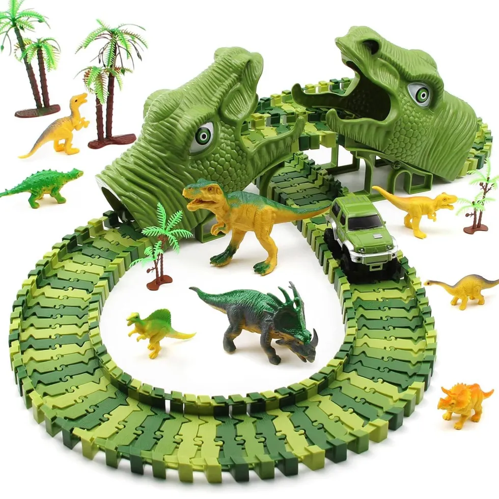 Stor bilbana med dinosaurietema för barn