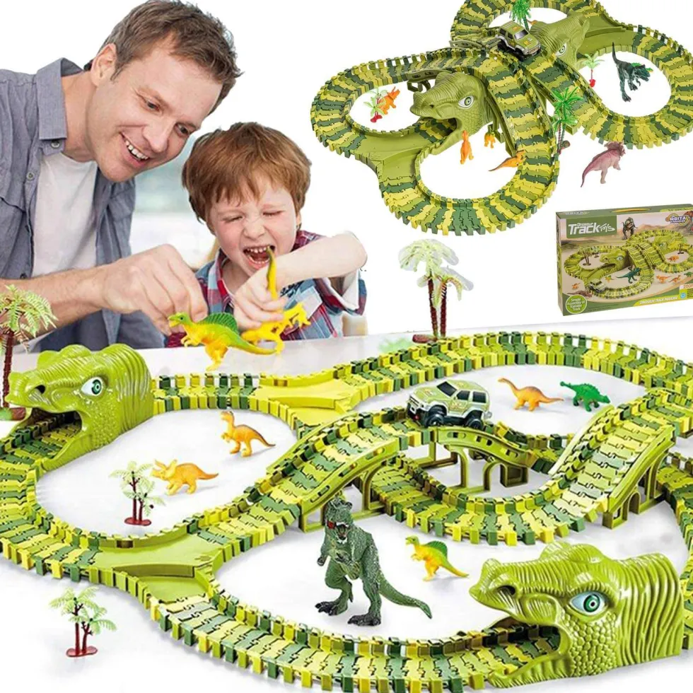 Stor bilbana med dinosaurietema för barn