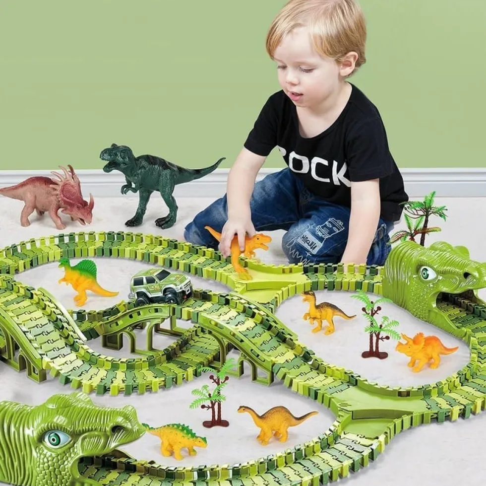 Stor bilbana med dinosaurietema för barn