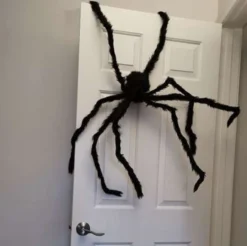 Stor konstgjord spindel 90 cm spännvidd svart Halloween-dekoration
