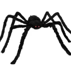 Stor konstgjord spindel 90 cm spännvidd svart Halloween-dekoration
