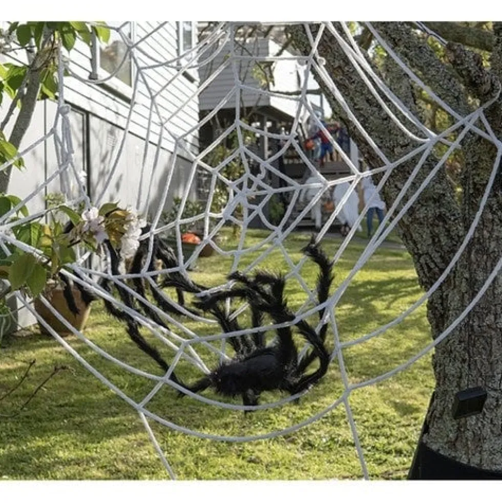 Stor konstgjord spindel 90 cm spännvidd svart Halloween-dekoration