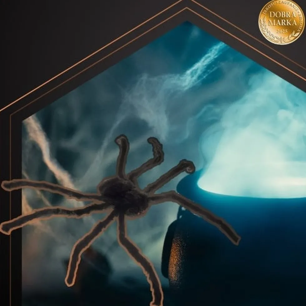 Stor konstgjord spindel 50 cm svart med flexibla ben för Halloween