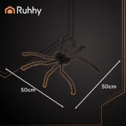 Stor konstgjord spindel 50 cm svart med flexibla ben för Halloween