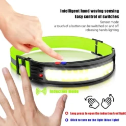 2st Pannlampa med Reflexband och Rörelsesensor Löpning Lättvikt COB XPE