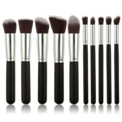 10st Professionella sminkborstar, make up set - Silver