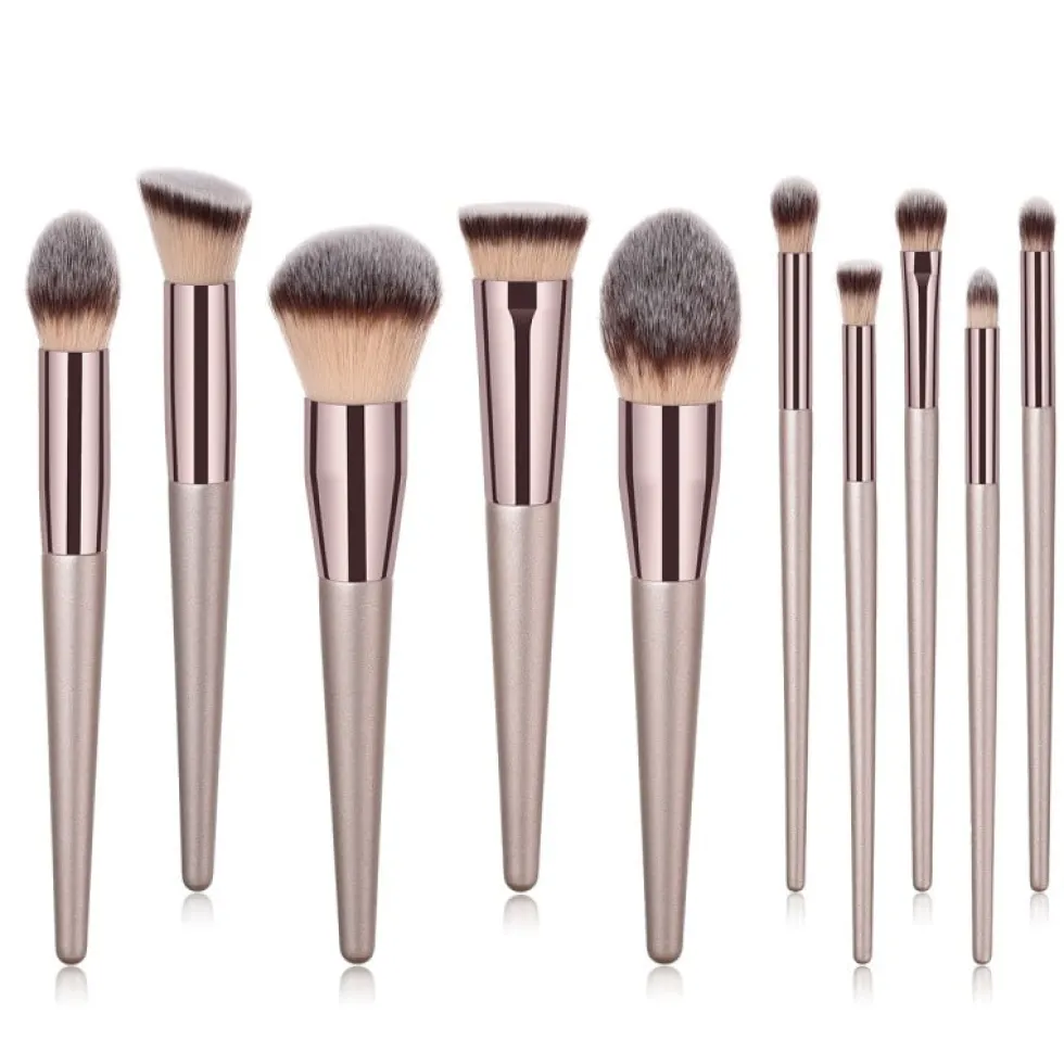 10st Professionella sminkborstar, make up set - Rosé