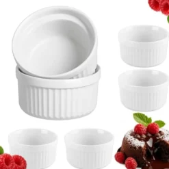 6st Ramekins Keramiska Ungsformar Suffléformar 200ml 90x46 mm