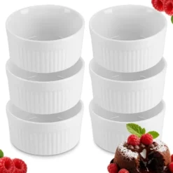 6st Ramekins Keramiska Ungsformar Suffléformar 200ml 90x46 mm