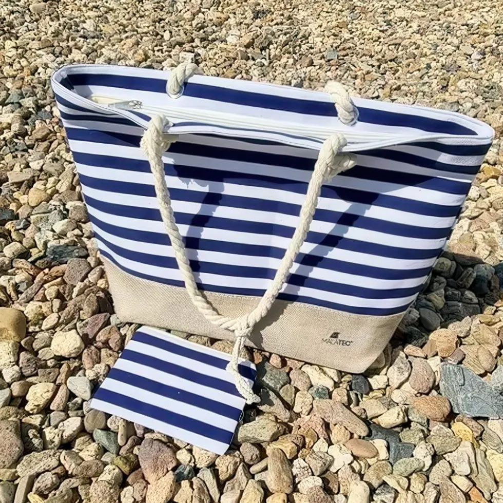 Strandväska i marin stil med dragkedja 22 L
