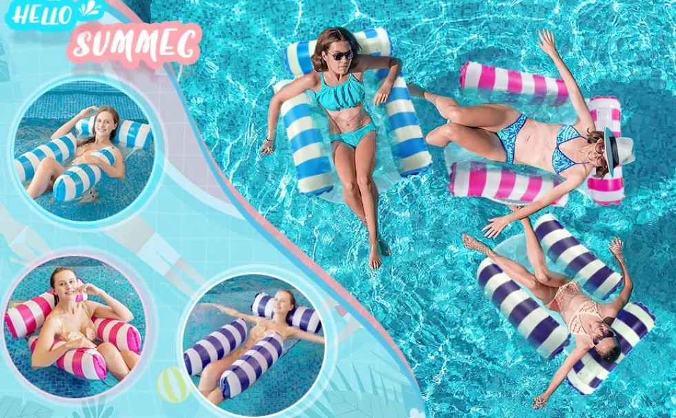 1 st vattenhängmatta fåtölj uppblåsbar flytande badmadrass havsbadring poolpartyleksaksloungesäng för simning