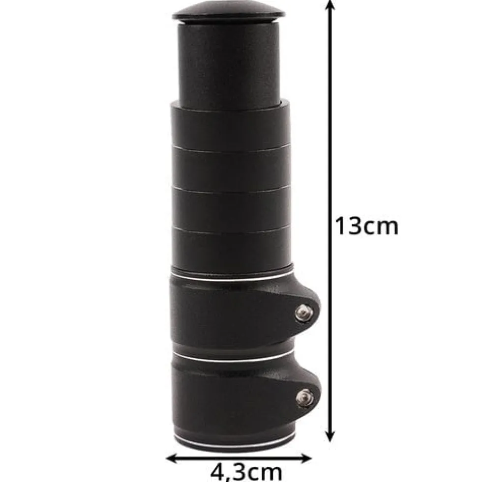 Styrstamsförlängare 28,6 mm (1-1/8) A-head svart, set med ringar