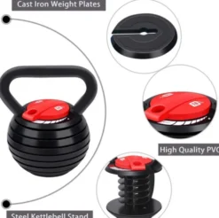 Svart Kettlebell 9kg Justerbar