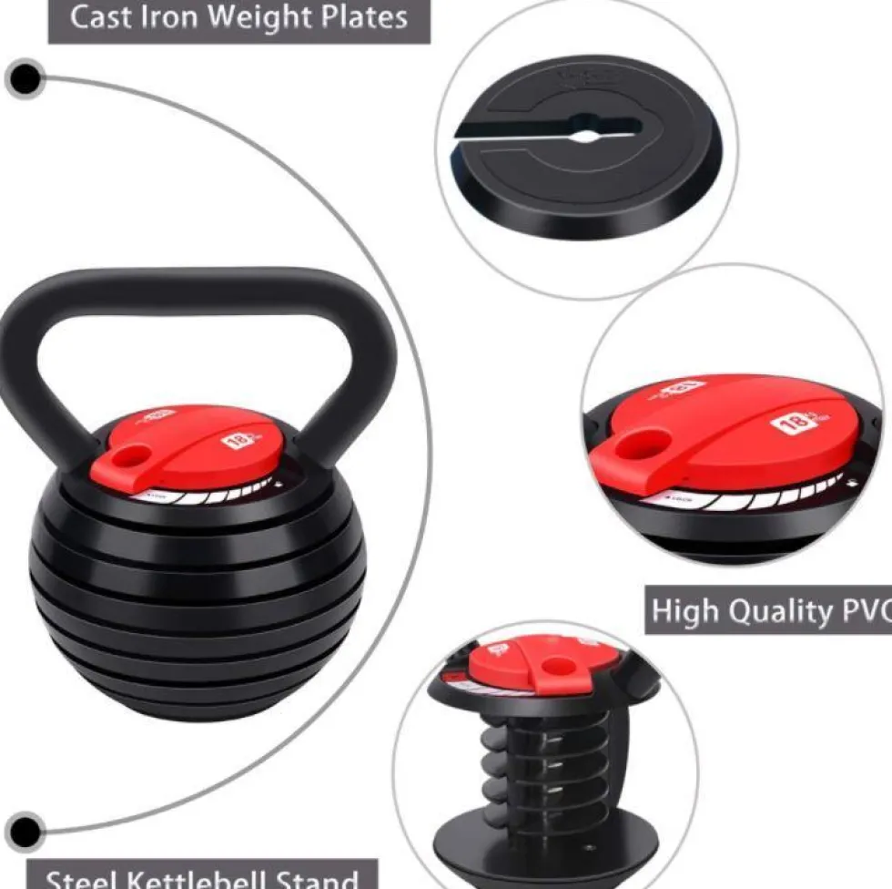 Svart Kettlebell 9kg Justerbar