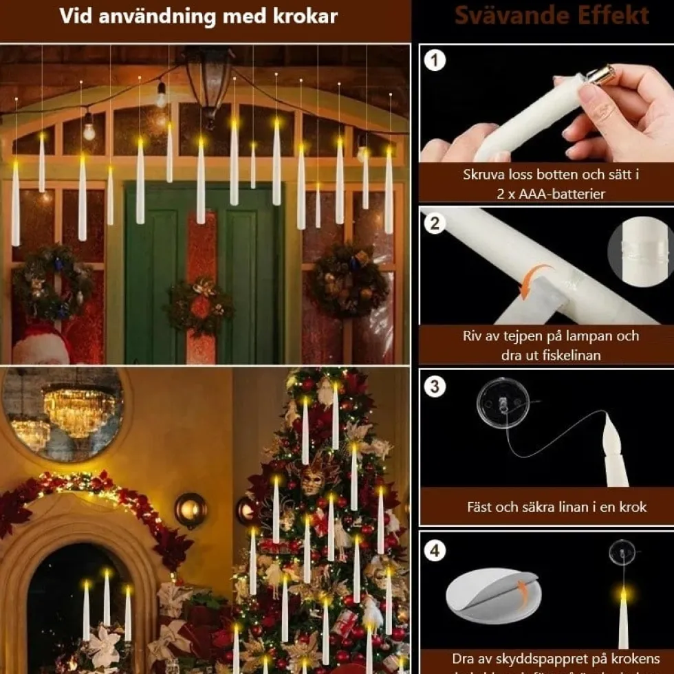 Svävande ljus / LED-ljus med trollstav 12-pack