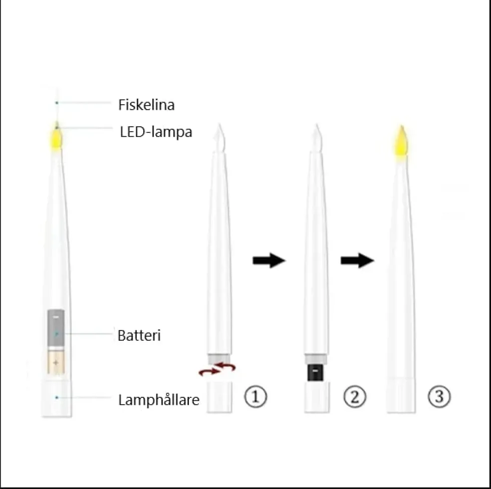 Svävande ljus / LED-ljus med trollstav 12-pack