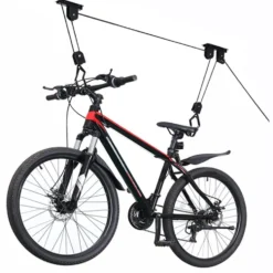 Takmonterat cykelställ med lyftfunktion svart metall
