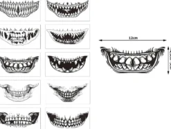 Temporär Halloween-tatuering fake teeth motiv ca 12x5 cm slumpmässig