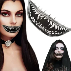 Temporär Halloween-tatuering fake teeth motiv ca 12x5 cm slumpmässig