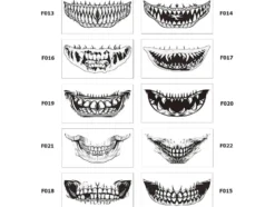 Temporär Halloween-tatuering fake teeth motiv ca 12x5 cm slumpmässig