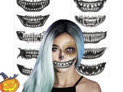 Temporär Halloween-tatuering fake teeth motiv ca 12x5 cm slumpmässig