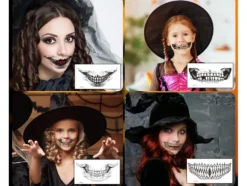 Temporär Halloween-tatuering fake teeth motiv ca 12x5 cm slumpmässig