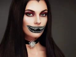 Temporär Halloween-tatuering fake teeth motiv ca 12x5 cm slumpmässig