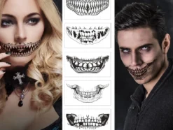 Temporär Halloween-tatuering fake teeth motiv ca 12x5 cm slumpmässig