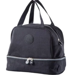 Termisk lunchväska med dubbelfack 27x25x16 cm svart polyester