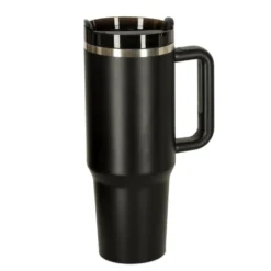 Termosmugg 1,2 L med handtag och sugrör rostfritt stål svart