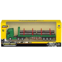 Timber truck modell 1:50 metall/plast med släp och trästockar 29 cm