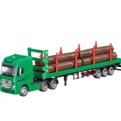 Timber truck modell 1:50 metall/plast med släp och trästockar 29 cm