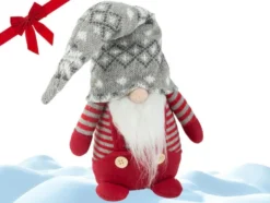 Tomte julfigur röd med böjbar mössa, 38 cm